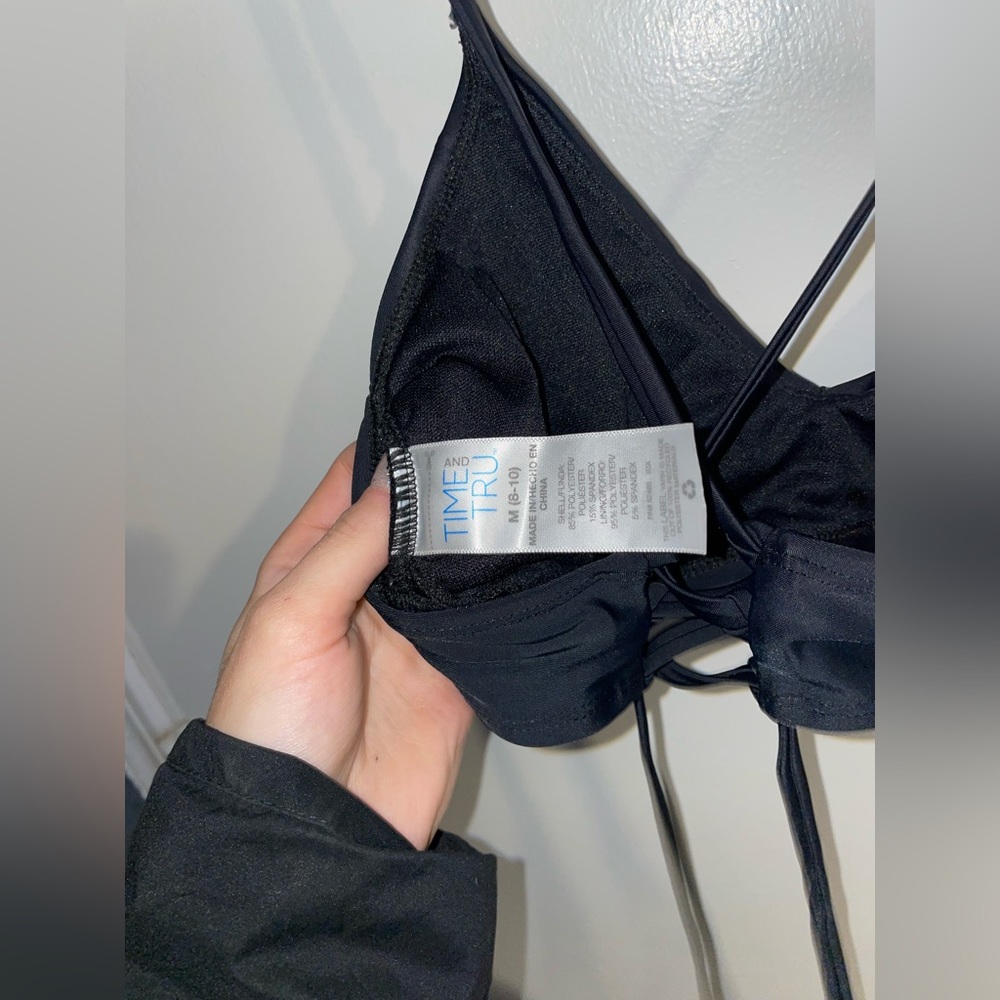 Time and Tru Black Bikini Top Size: M (8-10)